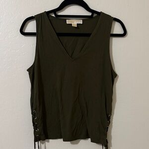 Michael Kors Olive Lace-Up Tank Top